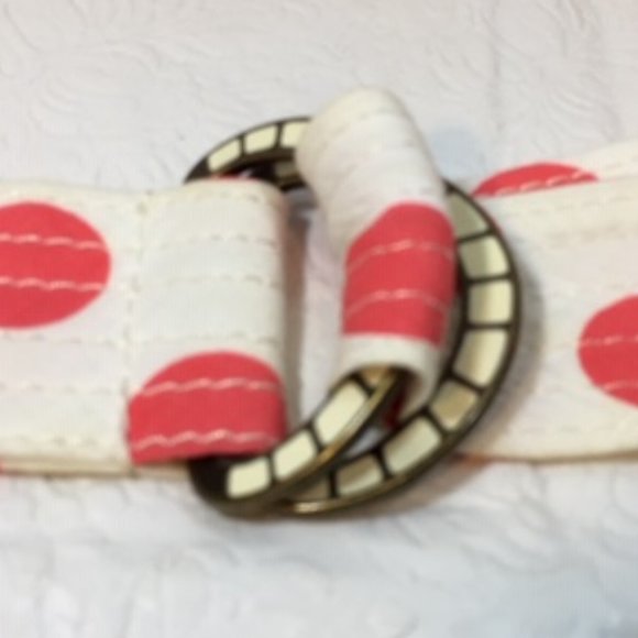 J. Crew Cloth Belt White Rose Red Polka Dots - Picture 6 of 7